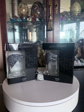 Stark Glass Stein - White Direwolf Design